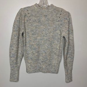 A NEW DAY Sweater Marled Gray & Peach Crewneck Full Dramatic Sleeves XS